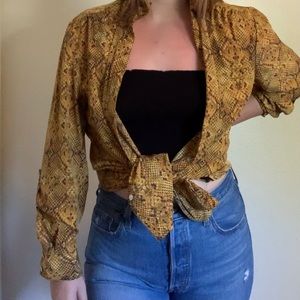 Snakeskin yellow long sleeve button down